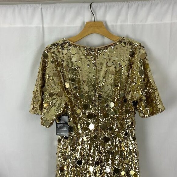 Boston Proper Gold Sequins Formal Mini Shift Dress New Women's 8 - Picture 7 of 14
